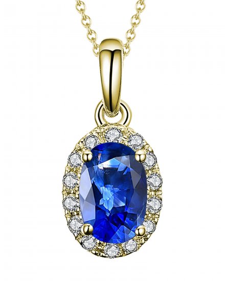 OVAL COLORED STONE DIAMOND PENDANT (VP407)